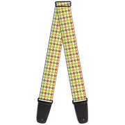 Guitar Strap - Houndstooth White Green Brown Guitar Straps Buckle-Down   