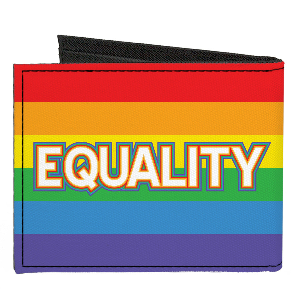 Canvas Bi-Fold Wallet - EQUALITY Stripe Rainbow White Canvas Bi-Fold Wallets Buckle-Down   