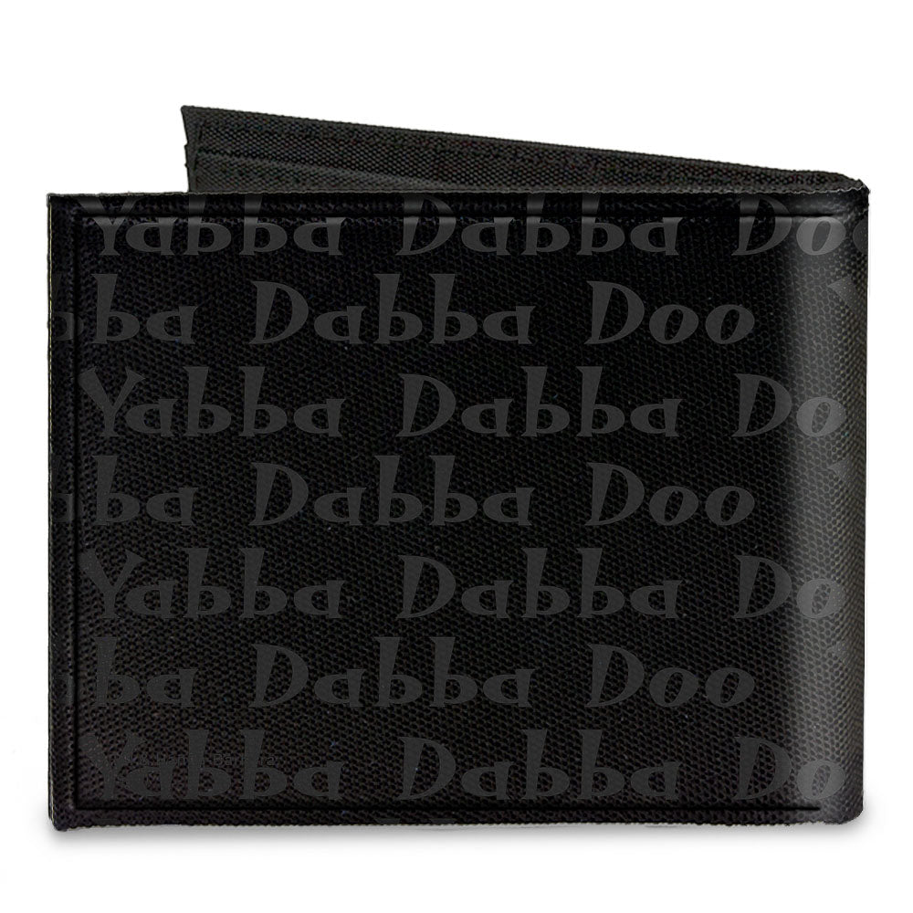 Canvas Bi-Fold Wallet - Fred YABBA DABBA DOO Pose2 Black Gray Canvas Bi-Fold Wallets The Flintstones   