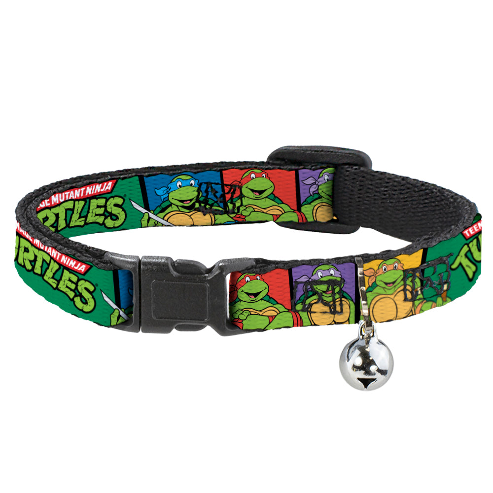 Cat Collar Breakaway with Bell - Classic TMNT Group Pose3 TMNT Logo Green Multi Color Breakaway Cat Collars Teenage Mutant Ninja Turtles