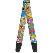 Guitar Strap - TOM & JERRY Faces Stacked Scene Panels Guitar Straps Tom and Jerry   