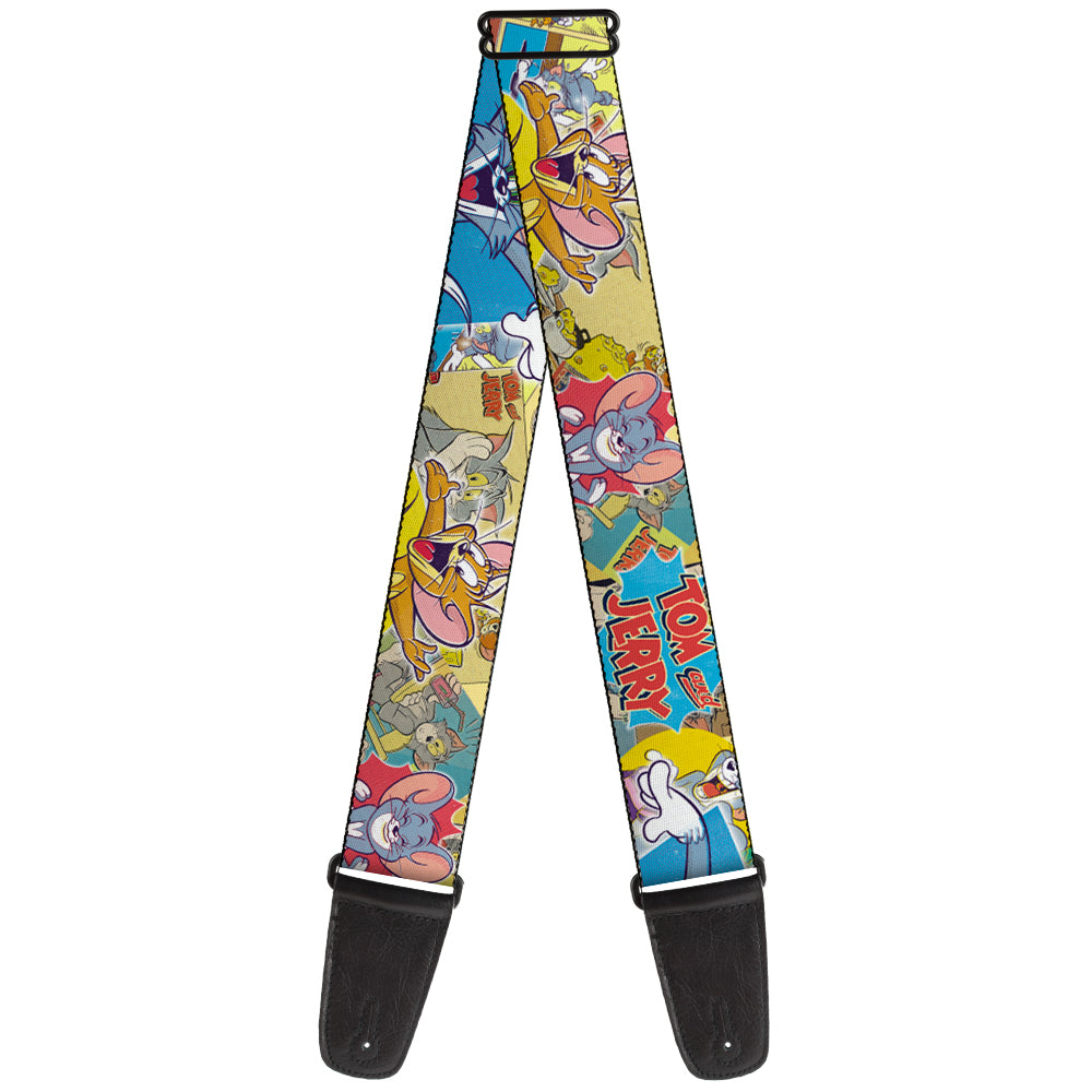 Guitar Strap - TOM & JERRY Faces Stacked Scene Panels Guitar Straps Tom and Jerry   