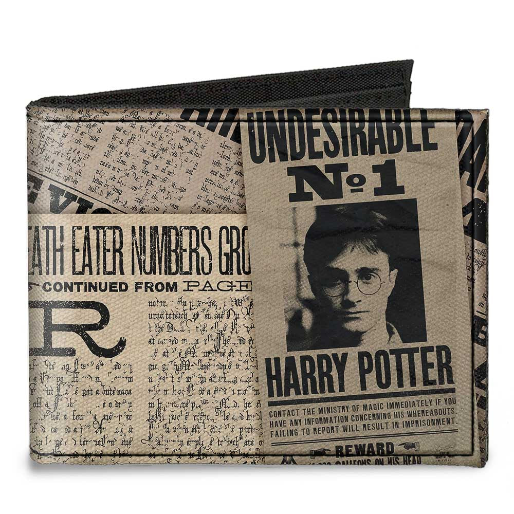 Canvas Bi-Fold Wallet - Harry Potter Newspaper Headlines UNDESIRABLE NO 1 Canvas Bi-Fold Wallets Harry Potter Default Title