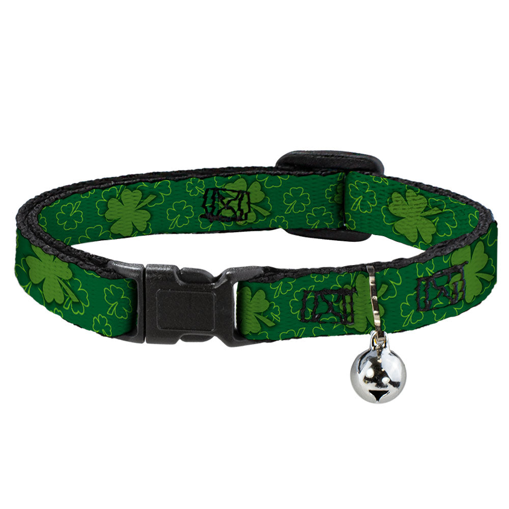 Cat Collar Breakaway - St. Pat's Clovers Scattered2 Outline Solid Greens Breakaway Cat Collars Buckle-Down   