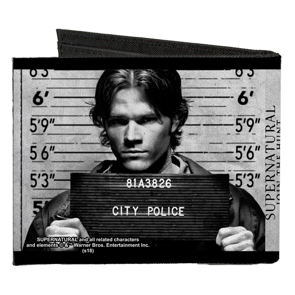 Canvas Bi-Fold Wallet - Supernatural Dean + Sam Mug Shots Grays Black White Canvas Bi-Fold Wallets Supernatural   