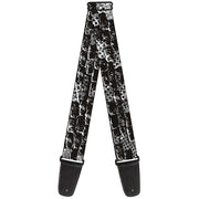 Guitar Strap - Grunge Bricks Black White Guitar Straps Buckle-Down   