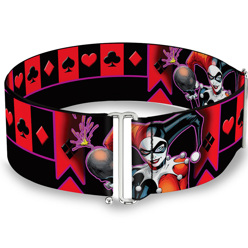 Cinch Waist Belt - HARLEY QUINN Bomb Poses Suits Black Purple Red Womens Cinch Waist Belts DC Comics   