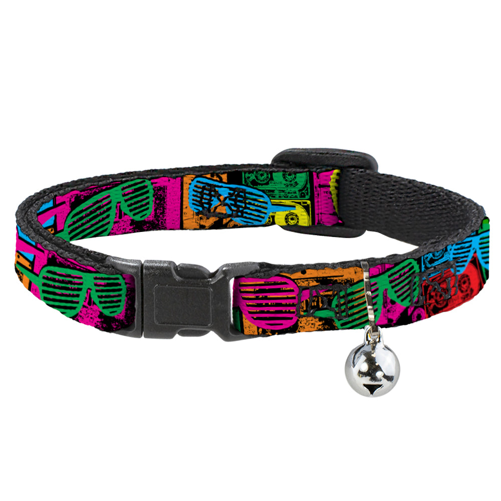 Cat Collar Breakaway - Eighties Shades Tapes Black Neon Breakaway Cat Collars Buckle-Down   