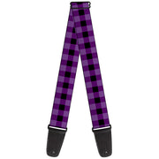 Guitar Strap - Buffalo Plaid Black Purple Guitar Straps Buckle-Down   