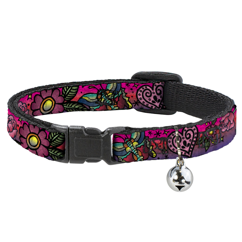 Cat Collar Breakaway - Love Kills CLOSE-UP Pink Breakaway Cat Collars Buckle-Down   