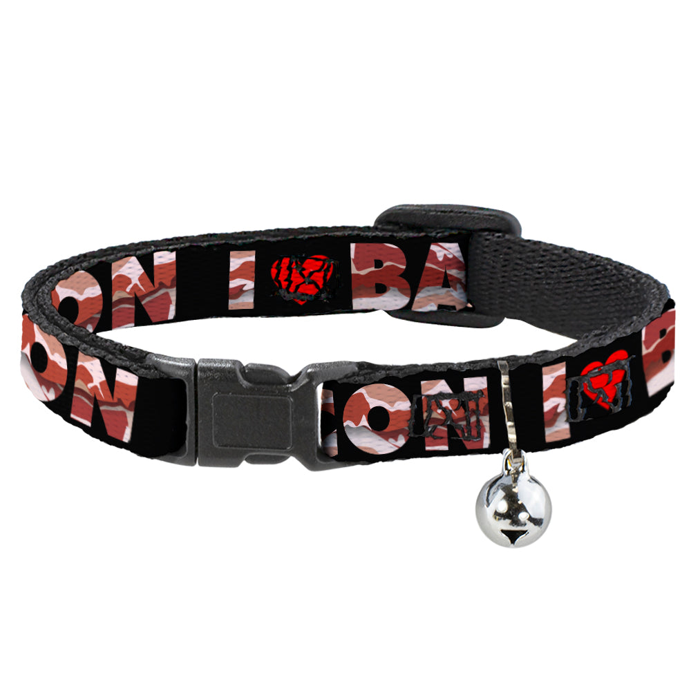 Cat Collar Breakaway - I "Heart" BACON Black Bacon Breakaway Cat Collars Buckle-Down   