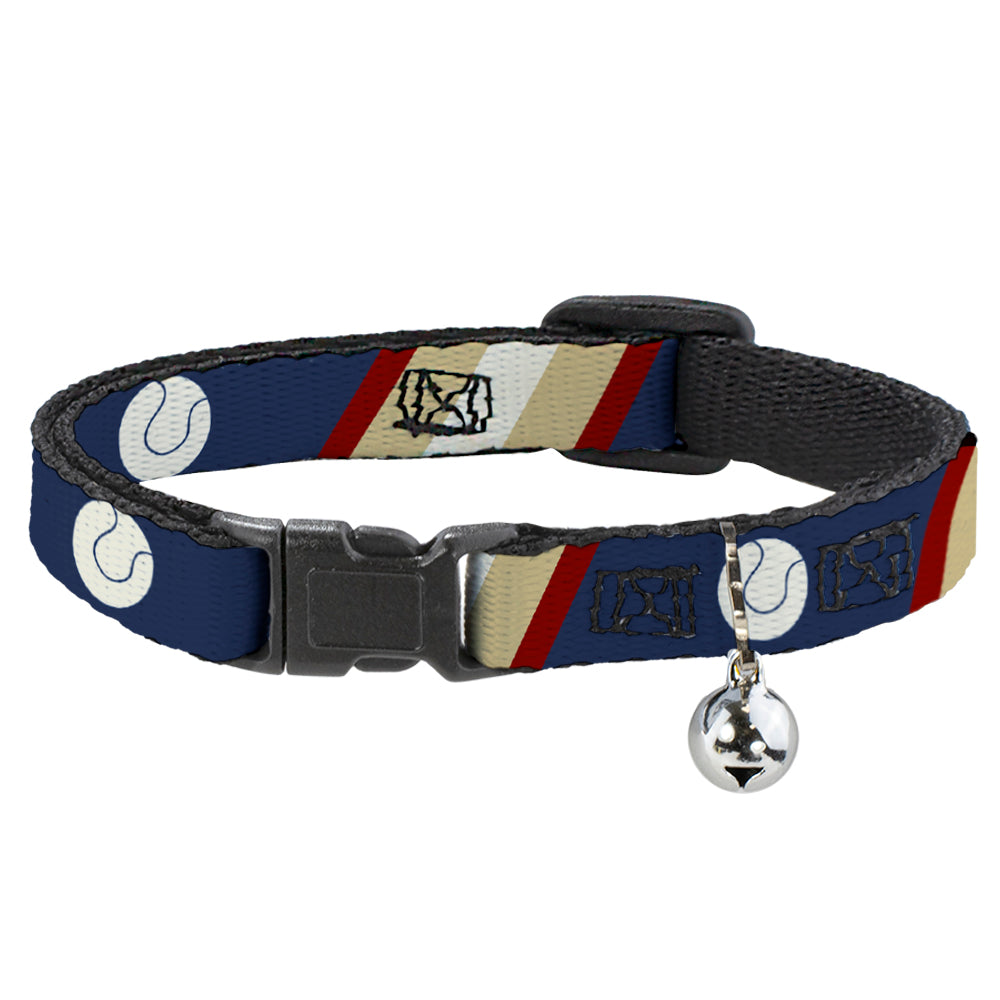 Cat Collar Breakaway - Ball Stripes Tan Blue Burgundy Breakaway Cat Collars Buckle-Down   
