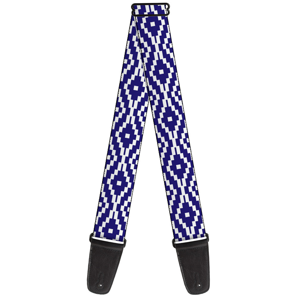 Guitar Strap - Geometric Diamond Blue White Guitar Straps Buckle-Down   