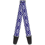Guitar Strap - Geometric Diamond Blue White Guitar Straps Buckle-Down   