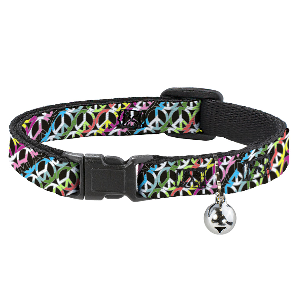 Cat Collar Breakaway - Peace Black Multi Stripes Breakaway Cat Collars Buckle-Down   