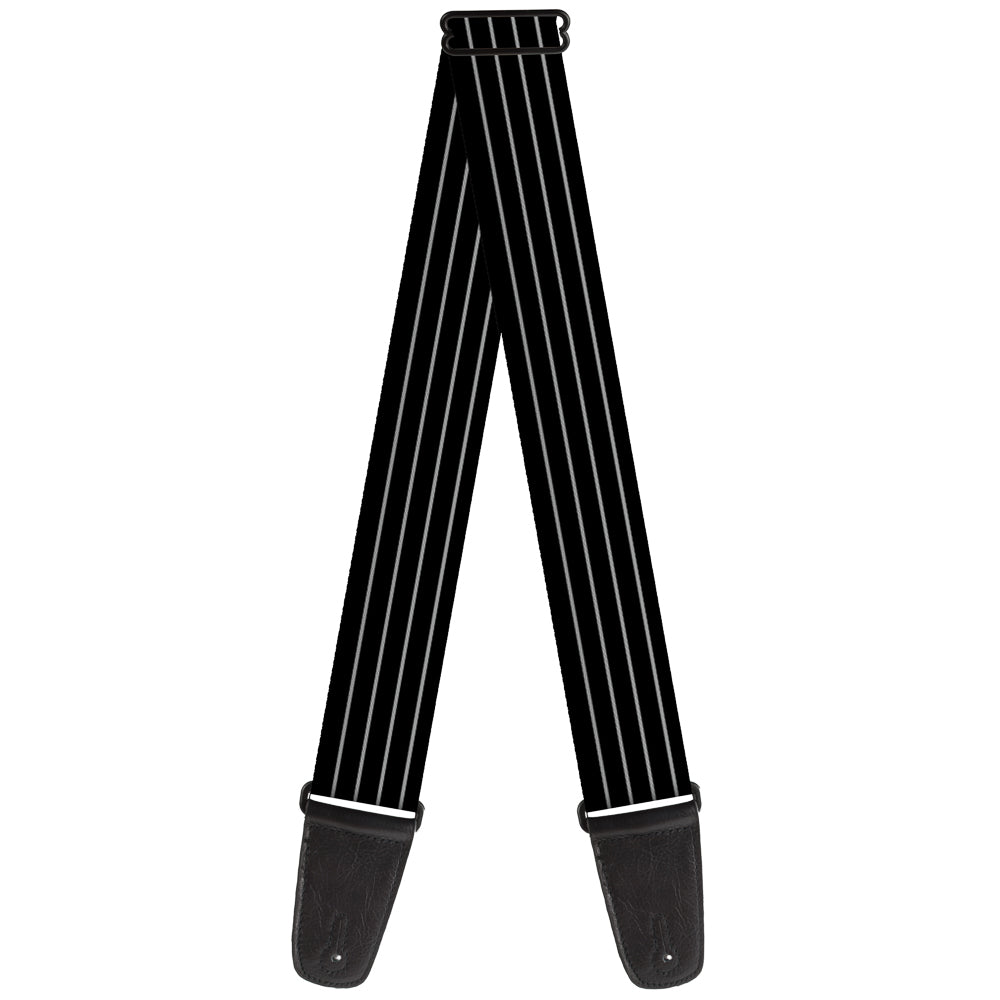 Guitar Strap - Pinstripes Black Gray Guitar Straps Buckle-Down   