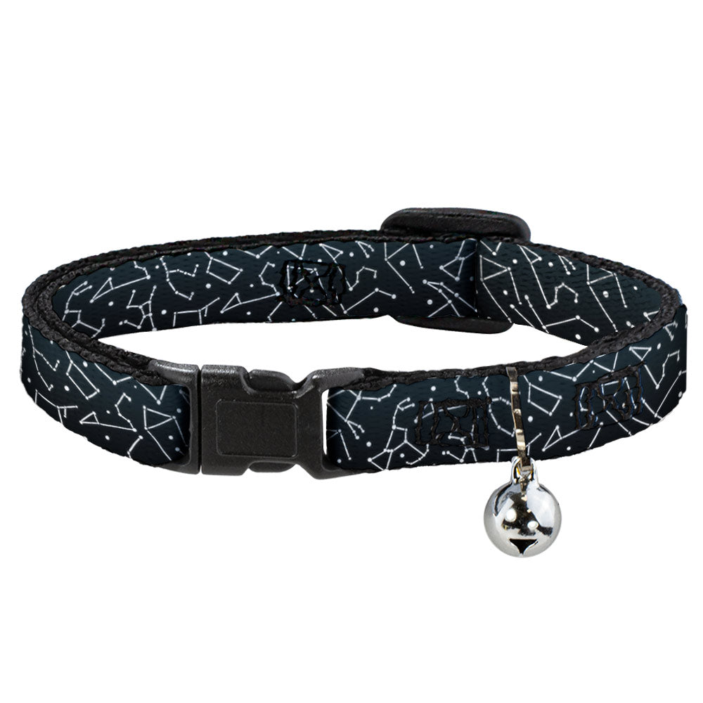 Cat Collar Breakaway - Constellations Scattered Midnight Blue White Breakaway Cat Collars Buckle-Down   