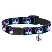 Cat Collar Breakaway - Dopey Eyes Black Baby Blue Purple Breakaway Cat Collars Buckle-Down   