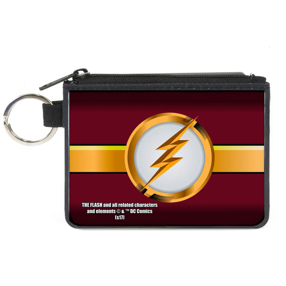 Canvas Zipper Wallet - MINI X-SMALL - The Flash Logo10 Stripe Burgundy Golds White Canvas Zipper Wallets DC Comics   