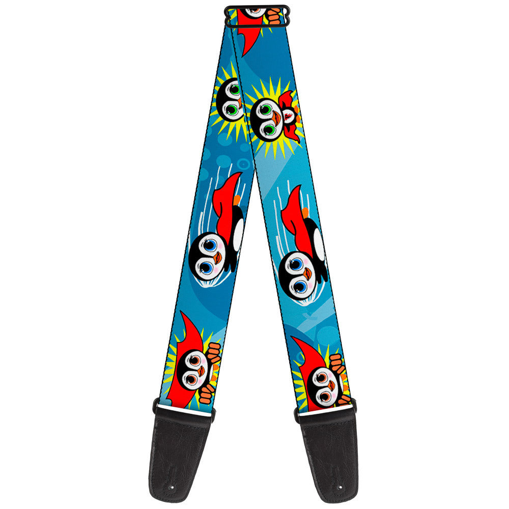 Guitar Strap - Penguin Superhero Blue Bubbles Guitar Straps Buckle-Down   