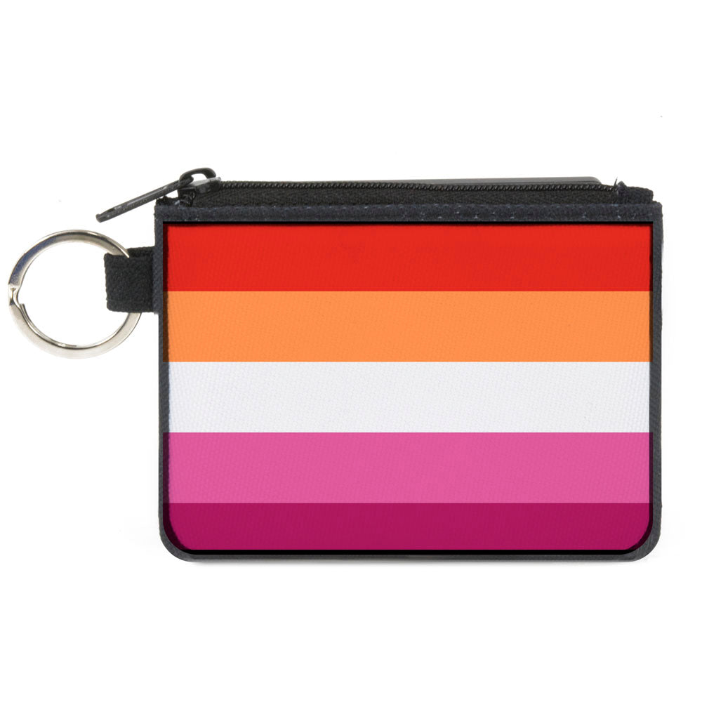 Canvas Zipper Wallet - MINI X-SMALL - Flag Lesbian Five Stripe Oranges White Pinks Canvas Zipper Wallets Buckle-Down   