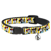 Cat Collar Breakaway - Minnie Mouse w Hat Poses Stripe Yellow White Breakaway Cat Collars Disney   