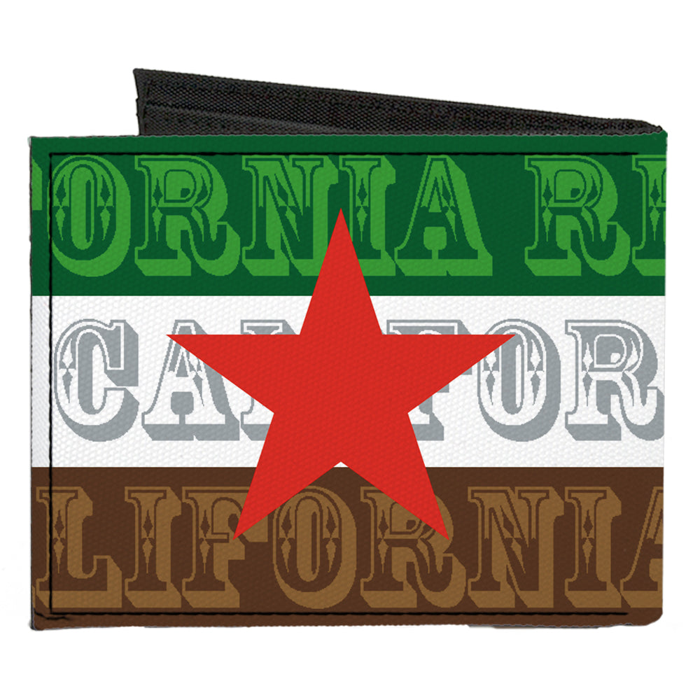 Canvas Bi-Fold Wallet - Cali Bear Silhouette & Star CALIFORNIA REPUBLIC Green White Brown Black Red Canvas Bi-Fold Wallets Buckle-Down   