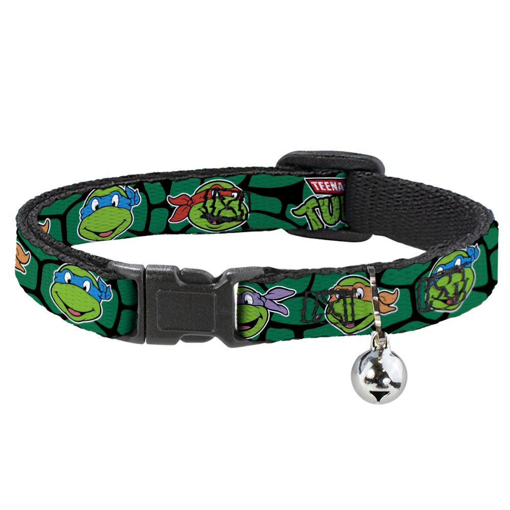 Cat Collar Breakaway with Bell - Classic TEENAGE MUTANT NINJA TURTLES Turtle Faces Black Green Turtle Shell Breakaway Cat Collars Teenage Mutant Ninja Turtles