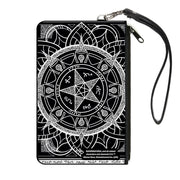 Canvas Zipper Wallet - LARGE - Supernatural Devil's Trap Symbol CLOSE-UP Black White Canvas Zipper Wallets Supernatural   