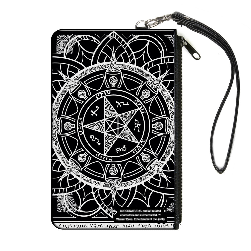 Canvas Zipper Wallet - LARGE - Supernatural Devil's Trap Symbol CLOSE-UP Black White Canvas Zipper Wallets Supernatural   