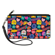 Canvas Zipper Wallet - LARGE - The Suicide Squad 2021 Harley Quinn Badges Stacked Black Multi Color Canvas Zipper Wallets DC Comics   