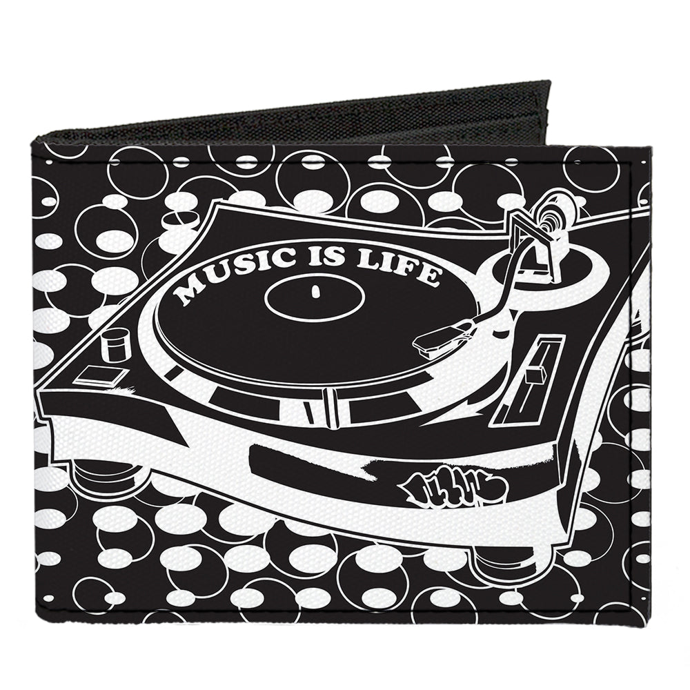 Canvas Bi-Fold Wallet - B-Boy Turntable Black White Canvas Bi-Fold Wallets Buckle-Down   