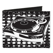 Canvas Bi-Fold Wallet - B-Boy Turntable Black White Canvas Bi-Fold Wallets Buckle-Down   