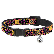 Cat Collar Breakaway - Geometric Sunburst Black Pink Yellow Blue Breakaway Cat Collars Buckle-Down   