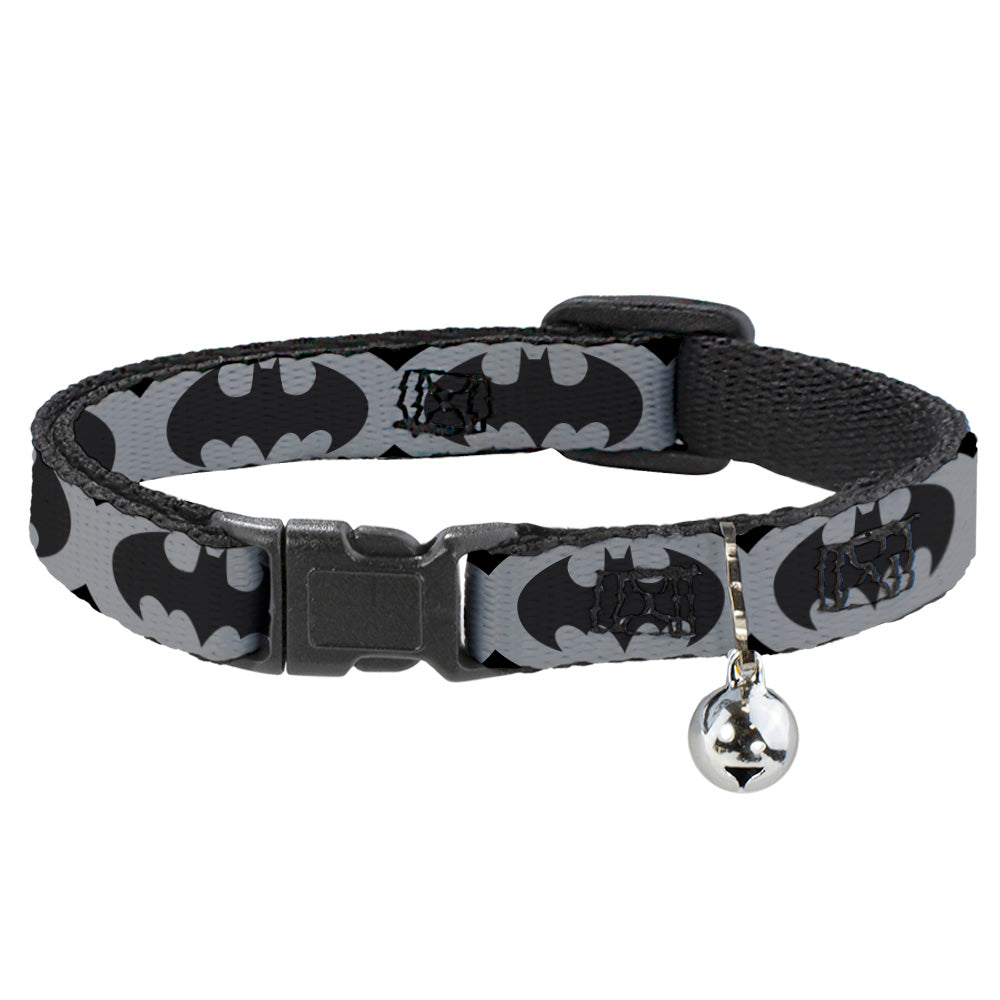 Cat Collar Breakaway - Bat Signal-5 Black Gray Black Breakaway Cat Collars DC Comics   