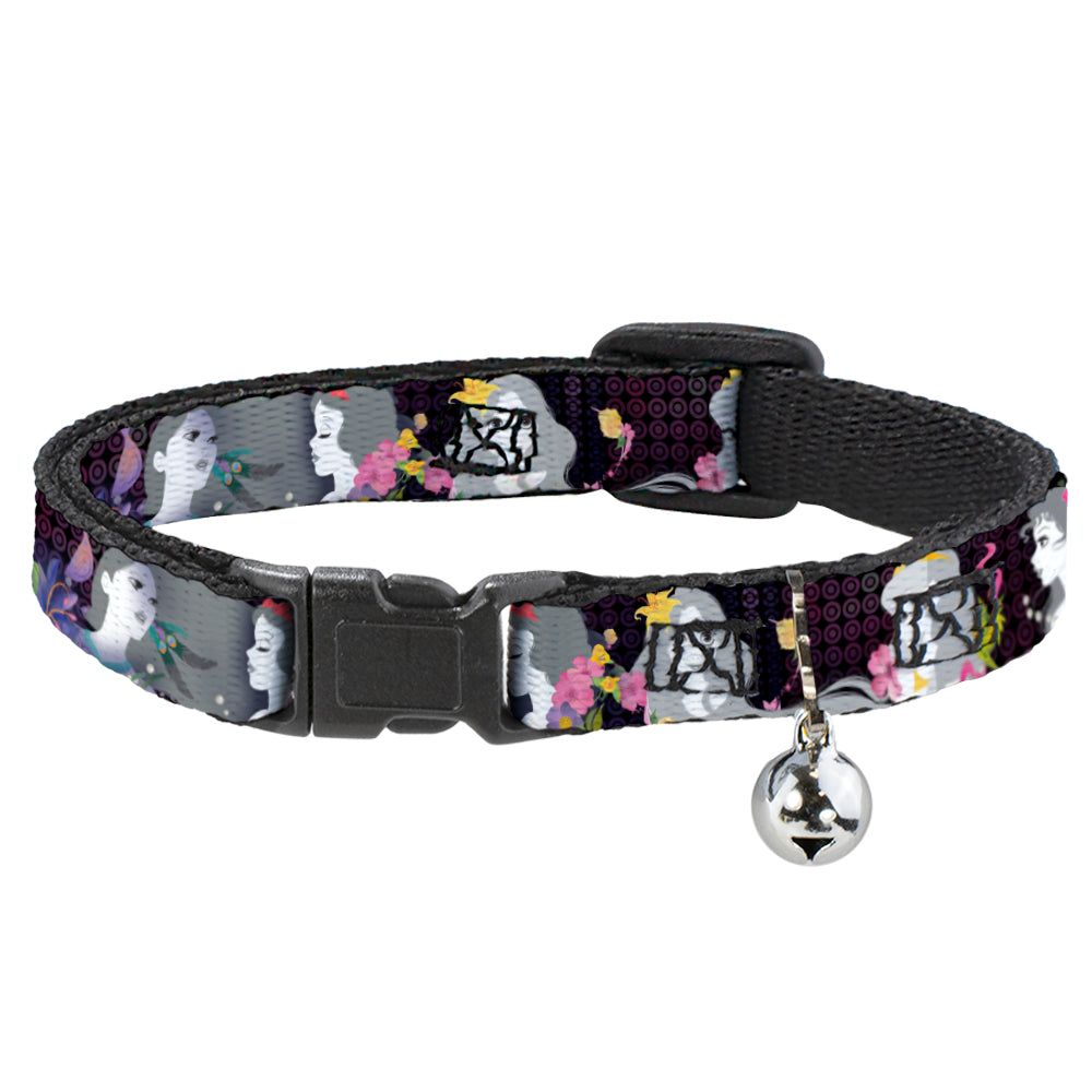 Cat Collar Breakaway - Princess Silhouettes Dots Black Purple Gray Multi Color Breakaway Cat Collars Disney   