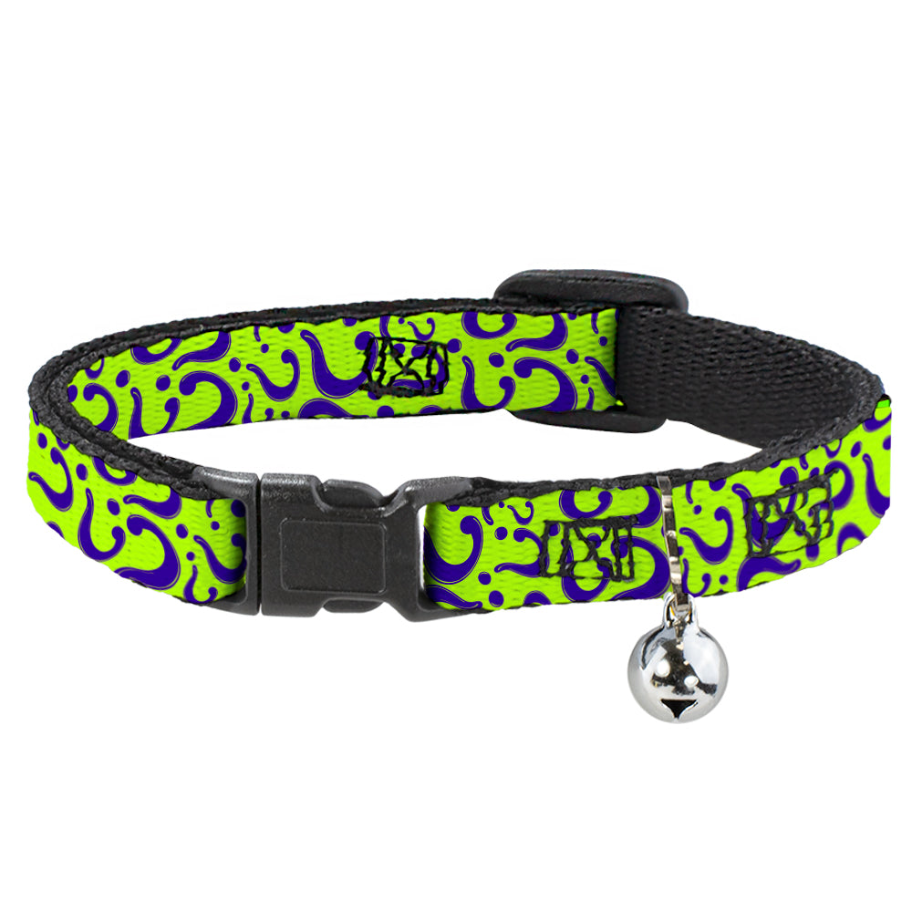 Cat Collar Breakaway - Question Mark Scattered Green Purple Breakaway Cat Collars DC Comics   