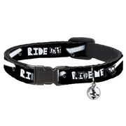 Cat Collar Breakaway - RIDE ME Skateboard Black White Breakaway Cat Collars Buckle-Down   