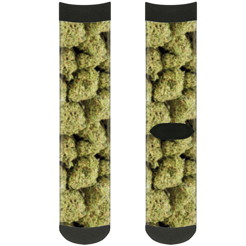 Sock Pair - Polyester - Vivid Marijuana Nugs2 Stacked - CREW Socks Buckle-Down   
