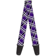 Guitar Strap - Plaid X2 Purple Gray White Black Guitar Straps Buckle-Down   