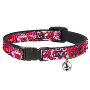 Cat Collar Breakaway - Born to Blossom CLOSE-UP White Breakaway Cat Collars Buckle-Down   