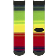 Sock Pair - Polyester - Zarape4 Vertical Rasta - CREW Socks Buckle-Down   