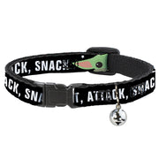 Cat Collar Breakaway - Star Wars The Child Chibi Face PROTECT ATTACK SNACK Black White Breakaway Cat Collars Star Wars   