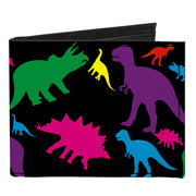Canvas Bi-Fold Wallet - Dinosaur Silhouette Black Multi Color Canvas Bi-Fold Wallets Buckle-Down   