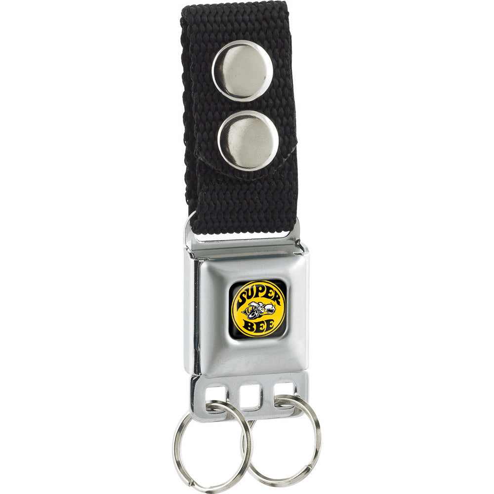 Keychain - SUPER BEE Logo Full Color Black Yellow White - Black Keychains Dodge