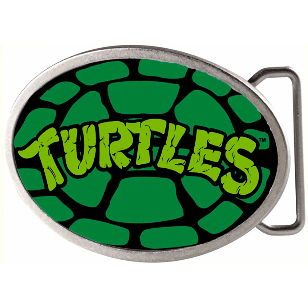 TURTLES Turtle Shell Framed FCG Black Greens - Chrome Oval Rock Star Buckle Belt Buckles Teenage Mutant Ninja Turtles