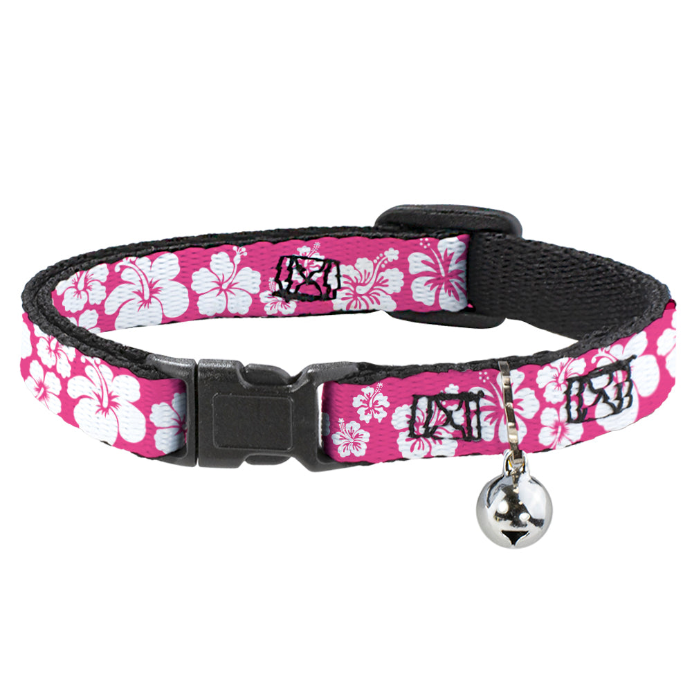 Cat Collar Breakaway - Hibiscus Neon Pink White Breakaway Cat Collars Buckle-Down   