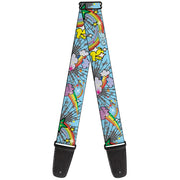 Guitar Strap - Rainbow Cloud Stars Baby Blue Guitar Straps Buckle-Down   