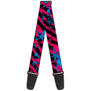 Guitar Strap - Voodoo Black Pink Blue Guitar Straps Buckle-Down   
