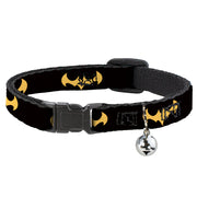 Cat Collar Breakaway with Bell - DC League of Super-Pets Batman Bat Logo Black Yellow Breakaway Cat Collars DC Comics   